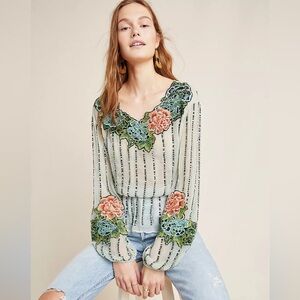 Not So Serious Amy Embellished Peasant Top